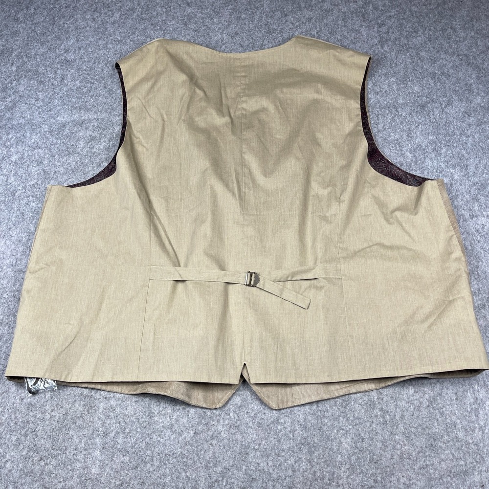 Joseph Abboud Vest Men 5XL Beige Paisley Lined Corduroy Pockets Dad Classic NEW - Picture 4 of 16